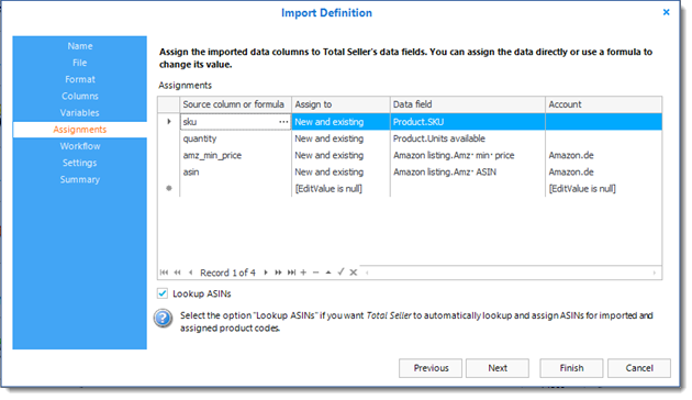 Assign imported data