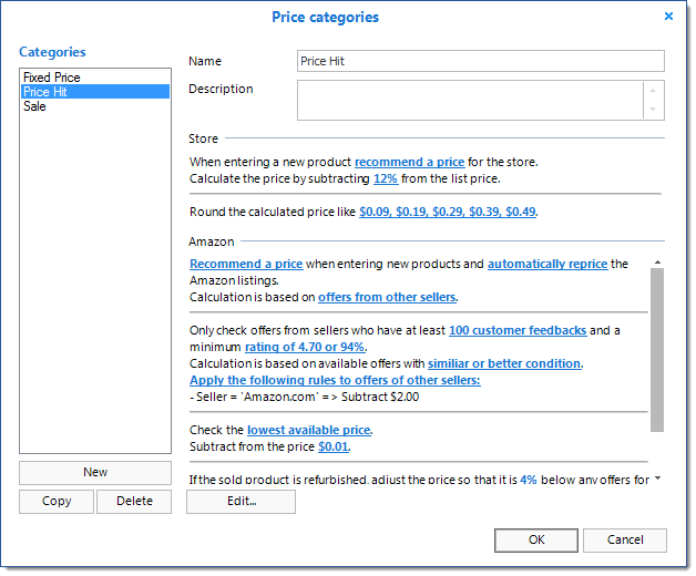 Price category editor
